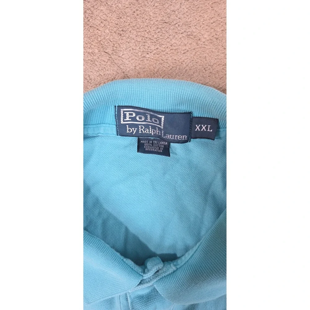 Vintage Polo Ralph Lauren Polo Shirt size XXL Light Blue Cotton Short Sleeve